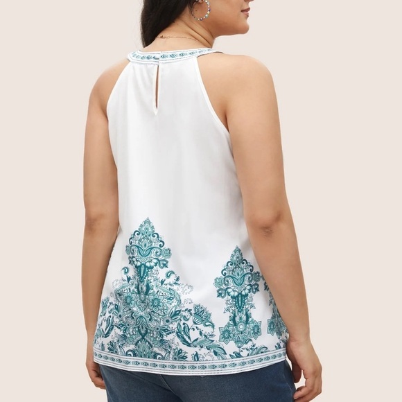 BloomChic Plus Size 2XL Boho Print Round Neck Cut Out Tank Top us18-20 - Picture 2 of 7